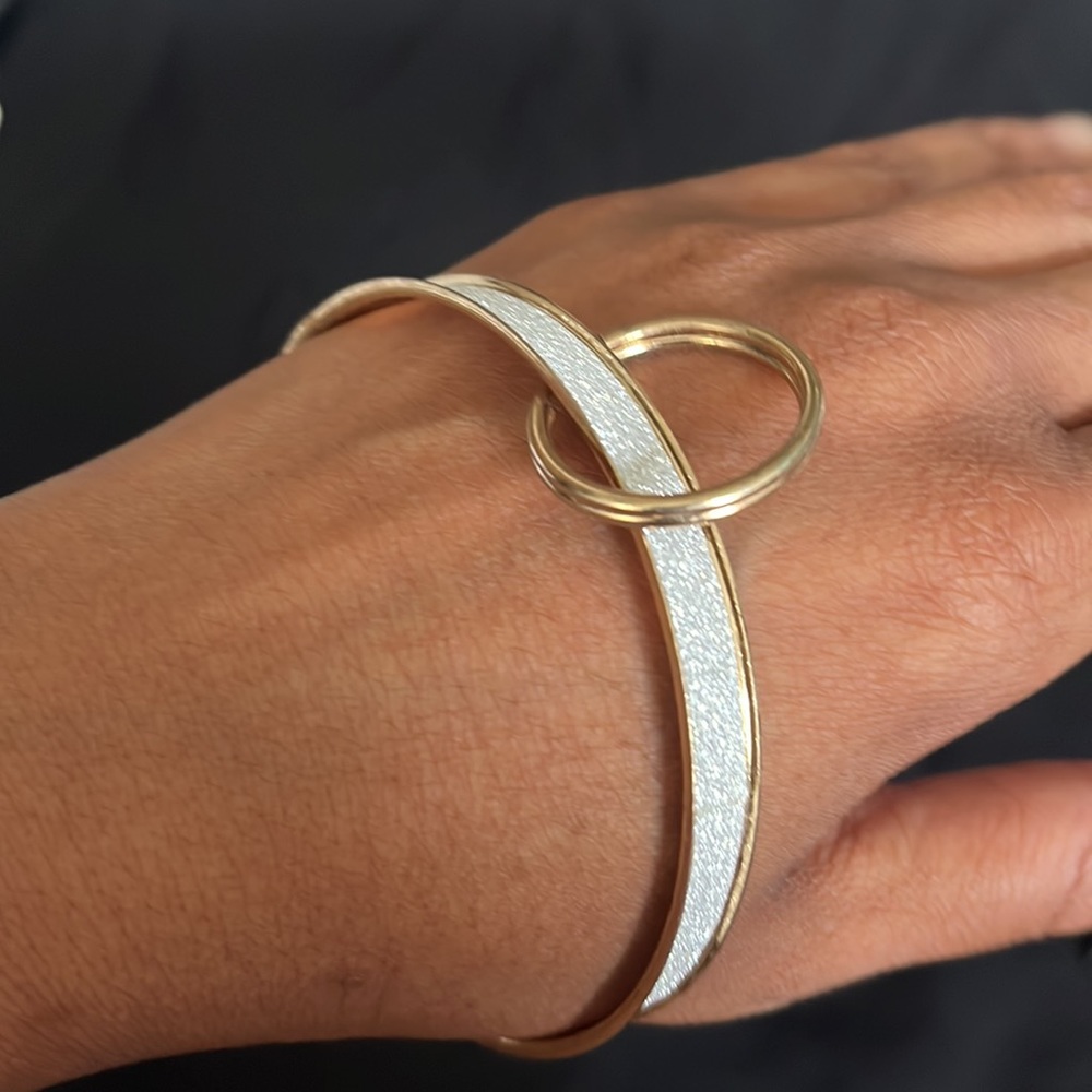 Beautiful gold tone and glitter silver keychain bracelet Handmade